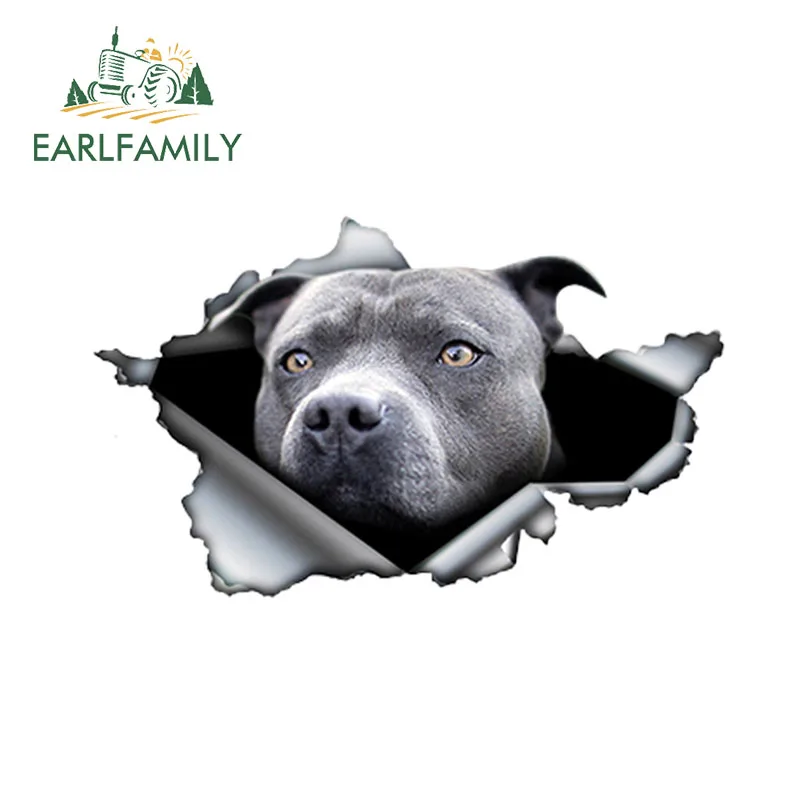 EARLFAMILY 13 см x 7 8 синяя Автомобильная наклейка питбуль рваная металлическая