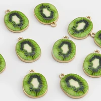 10pcslot enamel kiwifruit charms fruit alloy pendants for diy bracelet earring necklace jewelry craft making handmade supplies