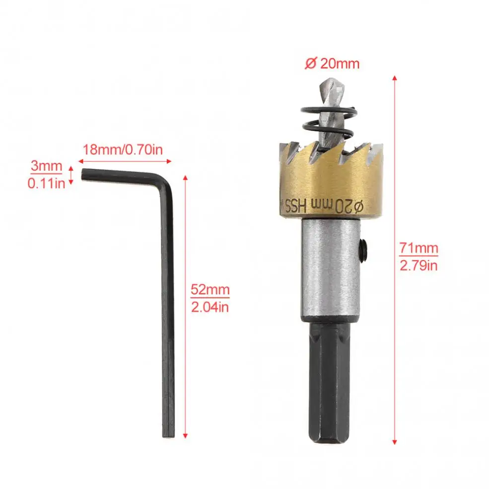 Hole Saw HSS Drill Bit Drilling Cutter Tool with 20mm for Installing Locks Door Knobs | Инструменты