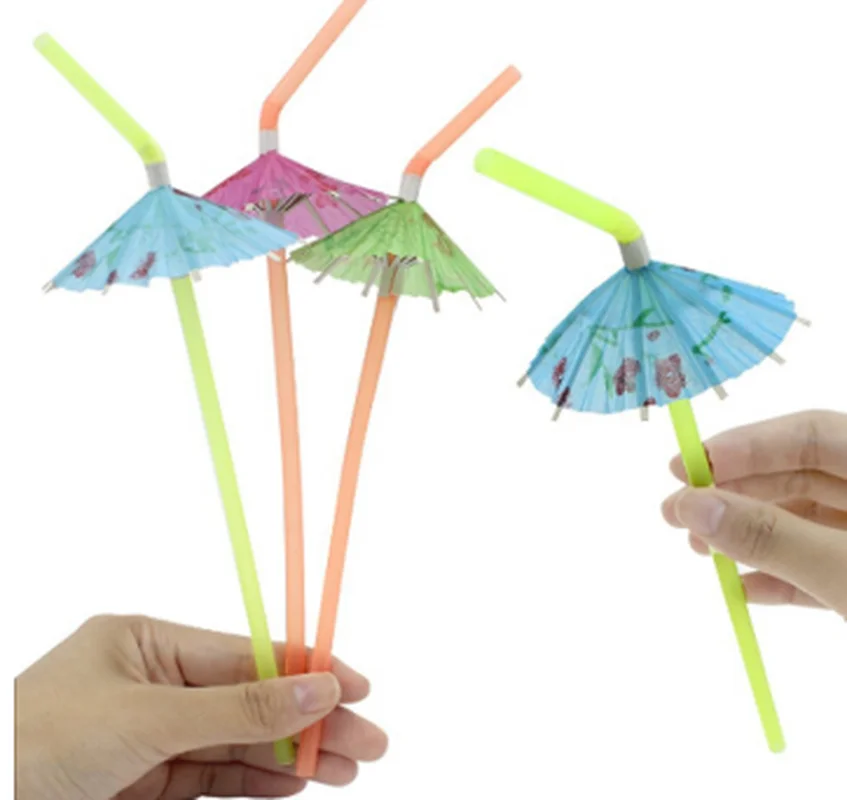50 шт./упак. пластиковые соломинки с зонтом одноразовые питьевые гибкие