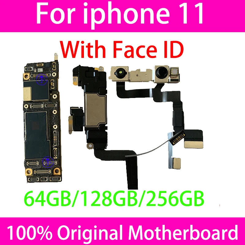 Original Unlocked Mainboard For iPhone 11 Motherboard iphone11 Face ID Good Tested Supprt iOS Update Clean IMEI Logic Board | Мобильные
