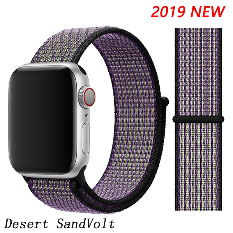 Sand Volt Спортивная петля ремешок apple watch band 42 мм 38 мм apple watch 4 3 band iwatch band 44 мм 40 мм correa pulseira 42 44 нейлоновый ремешок для часов - Цвет ремешка: Sand Volt