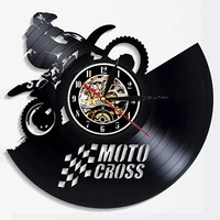 motorcycle racing decoration 12 inch wall clock motocross vinyl record wall clock vintage motocross art birthday gift for boy