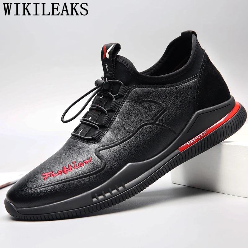 Мужские черные кроссовки повседневная обувь Лидер продаж кожаная мужская