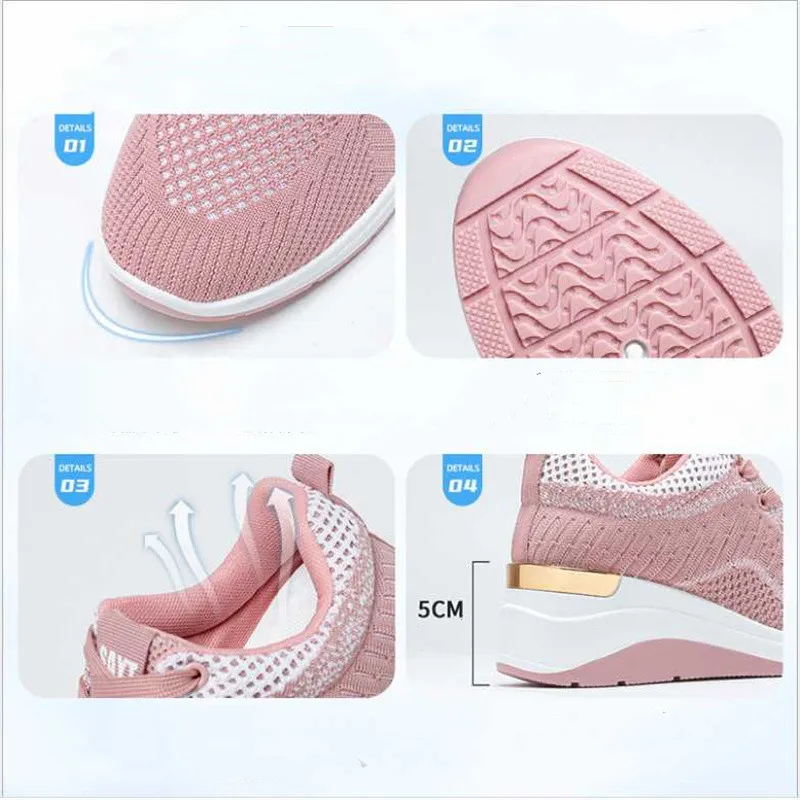 Women's Knitting Flats Lace Up Slip On Ladies Breathable Sneakers Platform Casual Comfortable Female Running Shoes Spring 2022
