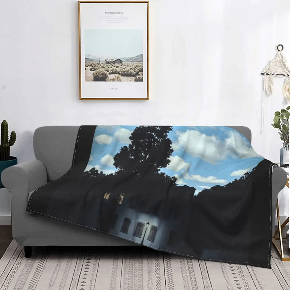 

Manta de Magritte The Empire Of Light, colcha de cama a cuadros, colcha de lino, 90 mantas a cuadros para camas
