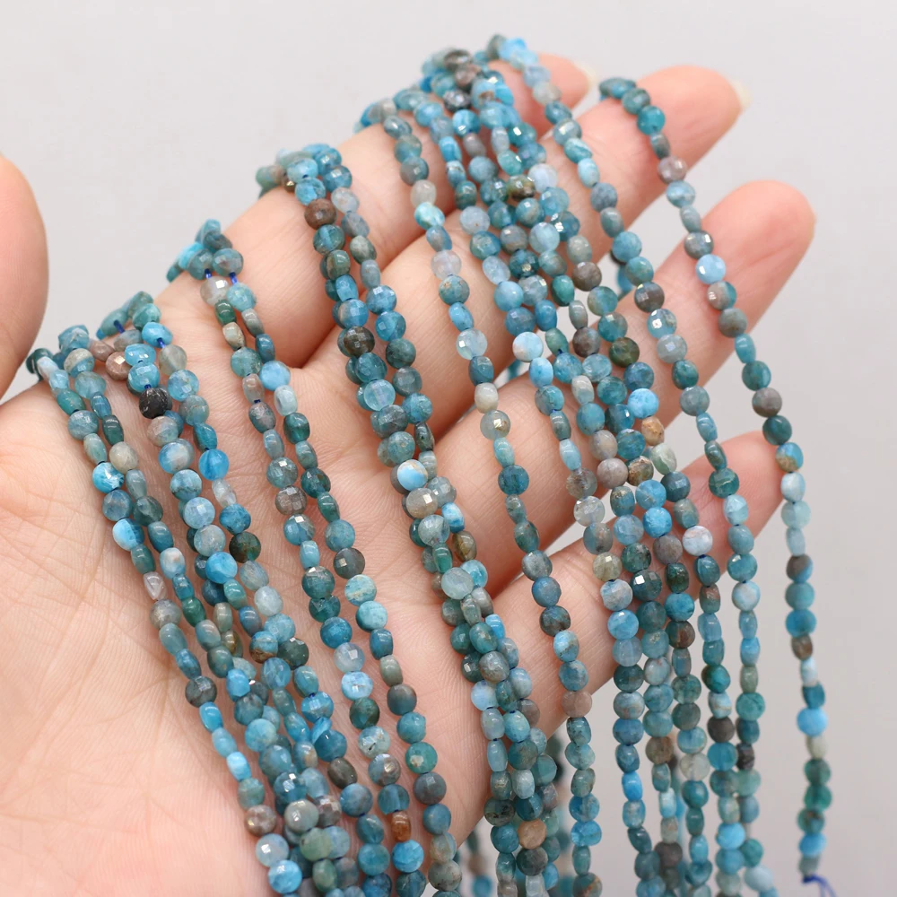 

Natural Semi-precious Stone Oblate Apatite Faceted Bead DIY Ladies Necklace Bracelet Jewelry Gift Making Wholesale 4MM