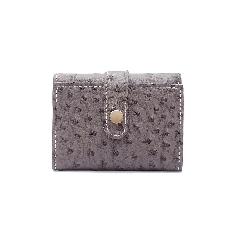 

2021 retro ostrich pattern new casual three-fold wallet short women's wallet trend embossed buckle short wallet card holder