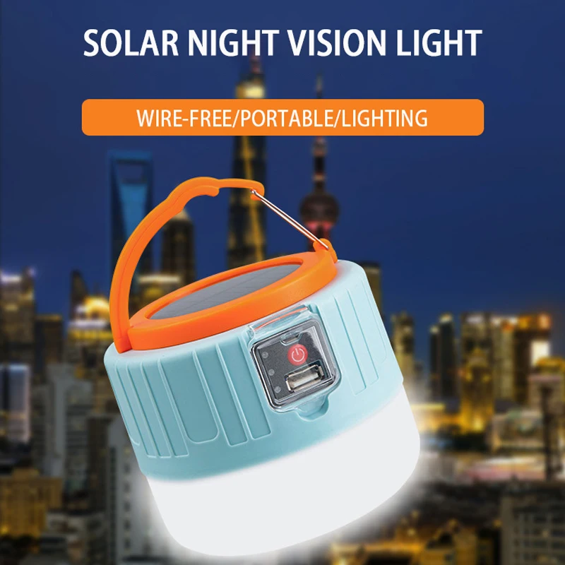 

LED Camping Light Light Solar Outdoor USB Charging tent Lamp Portable lighting Phone Charge Hiking Emergency waterproof bulb
