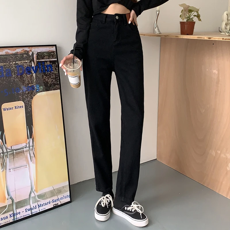 

Crescent City High Waist Jeans Women's Spring 2021 Korean Style Baggy Straight Trousers Students All-Match Slimming Daddy Pants