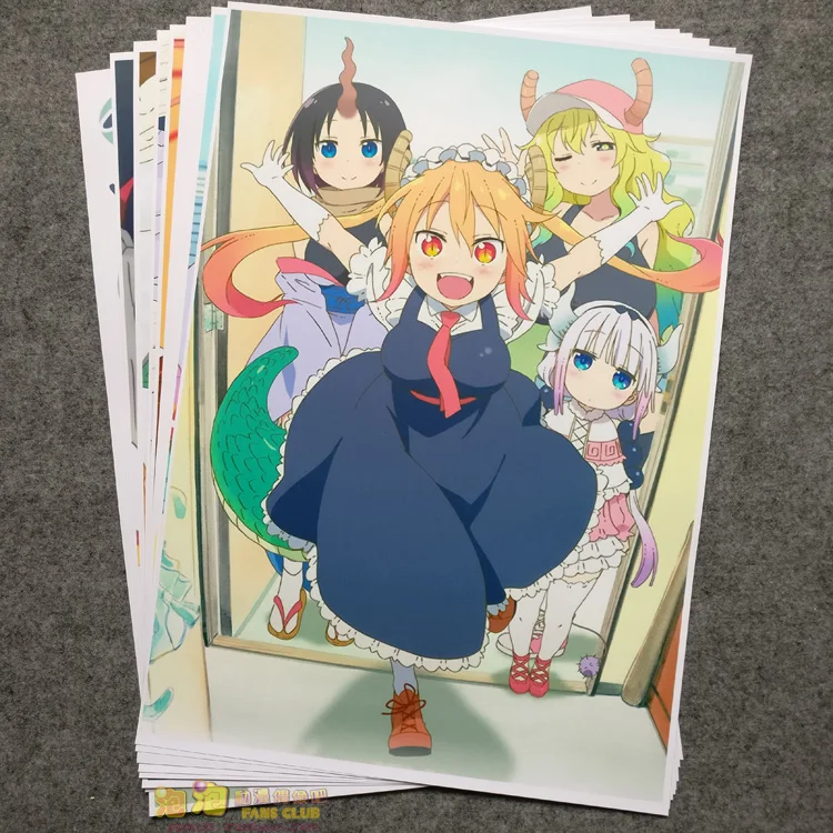 

8pcs/lot A3 Anime Miss Kobayashi's Dragon Maid Wall Pictures for Living Room Film Posters Sticker Decoration Gift
