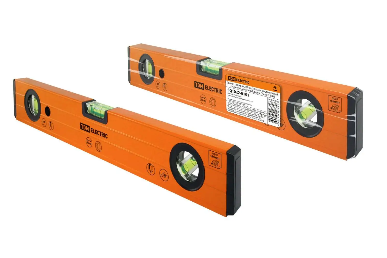 Уровень (ватерпас) 40 см 3 глазка алюминиевый с магнитом усиленный серия