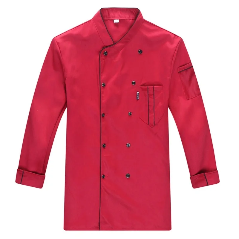 Long Sleeve Куртка шеф-повара Лон/короткий рукав повара пальто бариста Бейкер Рабочая Униформа Официанта ресторан отель одежда - Цвет: Long Sleeve
