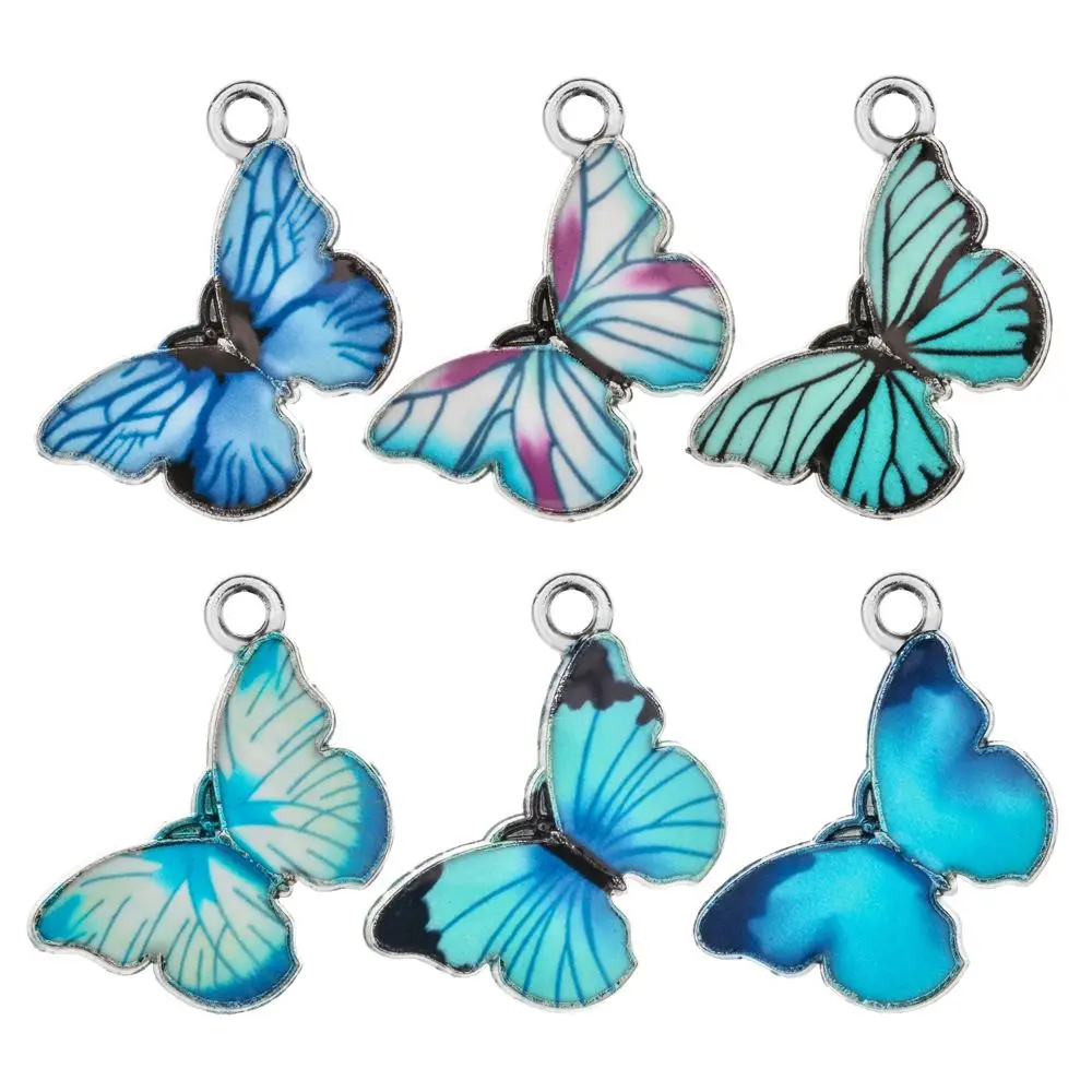 

Gift DIY Material Necklace Bracelet Earrings Accessories Butterfly Charms Blue Enamel Handmade Jewelry Animal Pendants