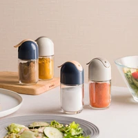 portable desktop seasoning pot kitchen household salt msg sugar barbecue seasoning bottle glass spice jars canister set