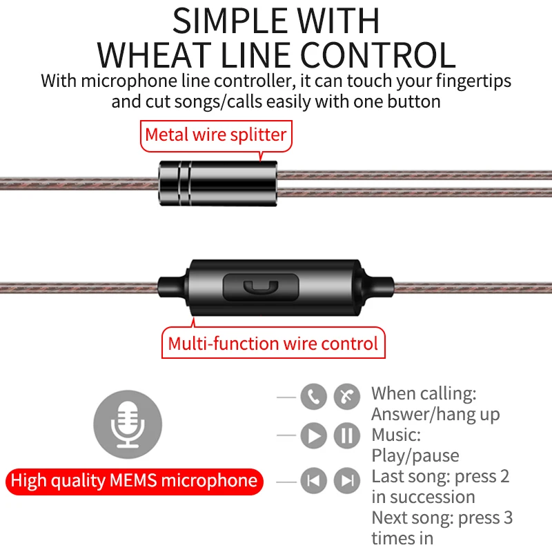 

Fonge F6 Earphone Dual Driver Super Bass Headset with Mic Sport HIFI Stereo Earbuds four core dual coil earphones