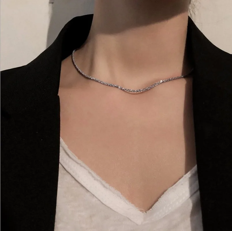 

Copper Texture Starry Necklace Choker Necklace Female Simple Choker Clavicle Chain Aesthetic Necklace Women