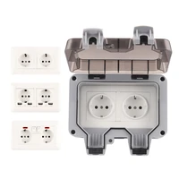 ip66 outdoor wall double power switch socket weatherdust proof power outlet with usb eu standard suitable large plug
