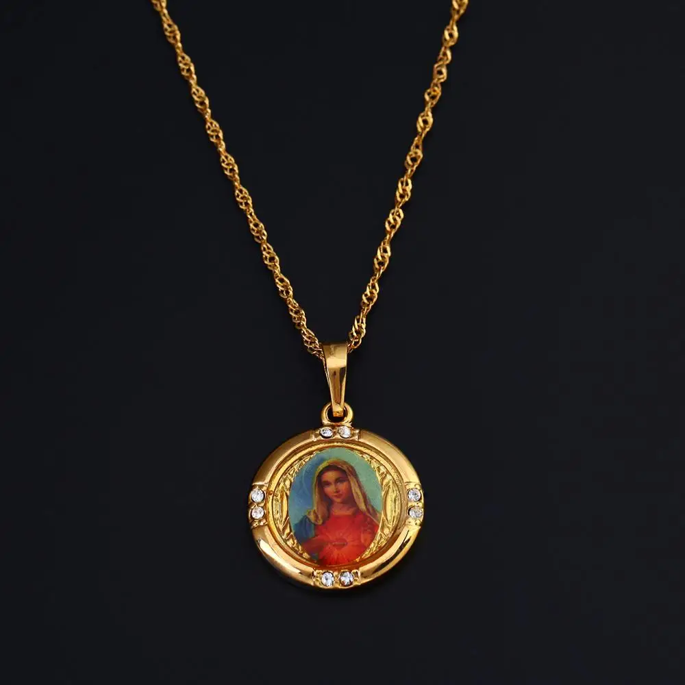Женское Ожерелье Дева Мария подвески золотого цвета религиозная молитва