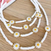 5pcs new white polymer beads daisy soft ceramic necklace fashion beads necklace party jewelry for women lady
