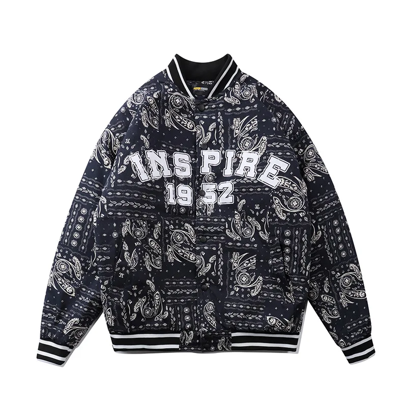 

Guochaogao Street cashew Baseball Jacket letter twill printing winter cotton padded jacket thickened men's and women's casual