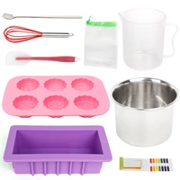 soap making supplies tool kits with silicone soap molds measuring cup stainless steel mixing cup diy soap silicone mould set