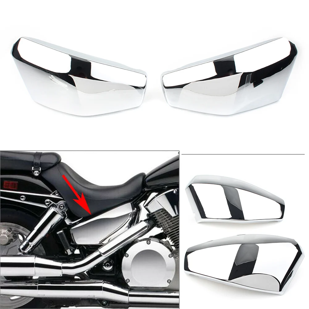 1Pair Chrome ABS Motorcycle Battery Side Covers for Honda VTX1300 R/S/C/T 2003 2004 2005 2006 2007 2008 2009