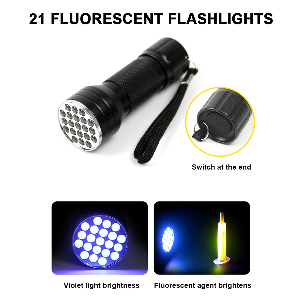 

Car Air Conditioning Repair Tool A C System Leak Test Detector Kit 21 LED UV Flashlight Protective Glasses Tool Set