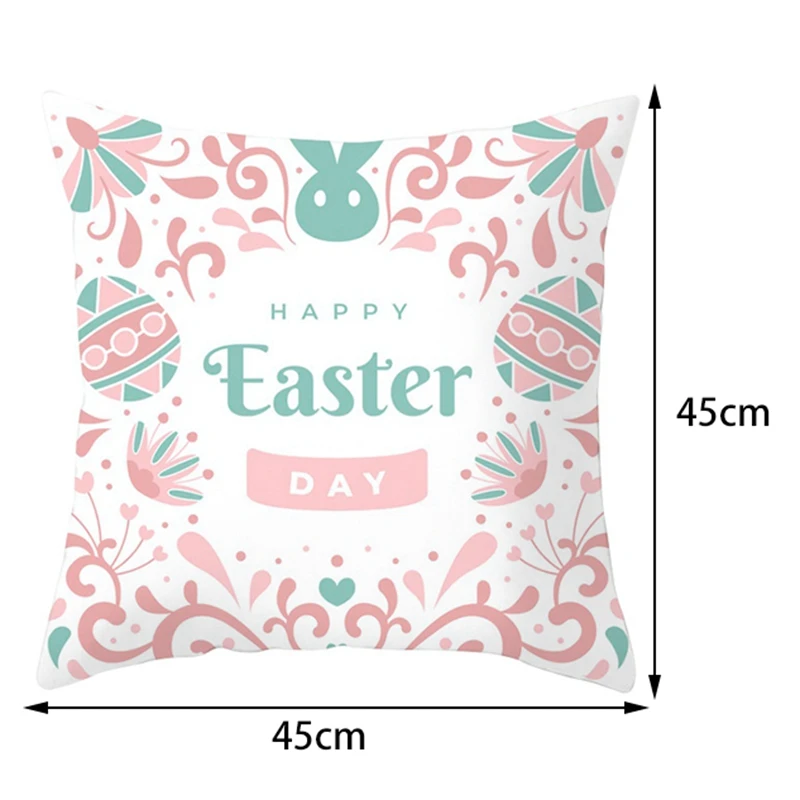 

4Pcs Bunny Easter Pillowcase Happy Easter Decor DIY Easter Wreath Pink Rabbit Easter Decor for Home 45X45cm
