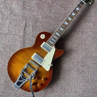 custom shop tiger flame jazz electric guitar rosewood fingerboard gitaar mahogany body high quality 6 stings jazz guitarra