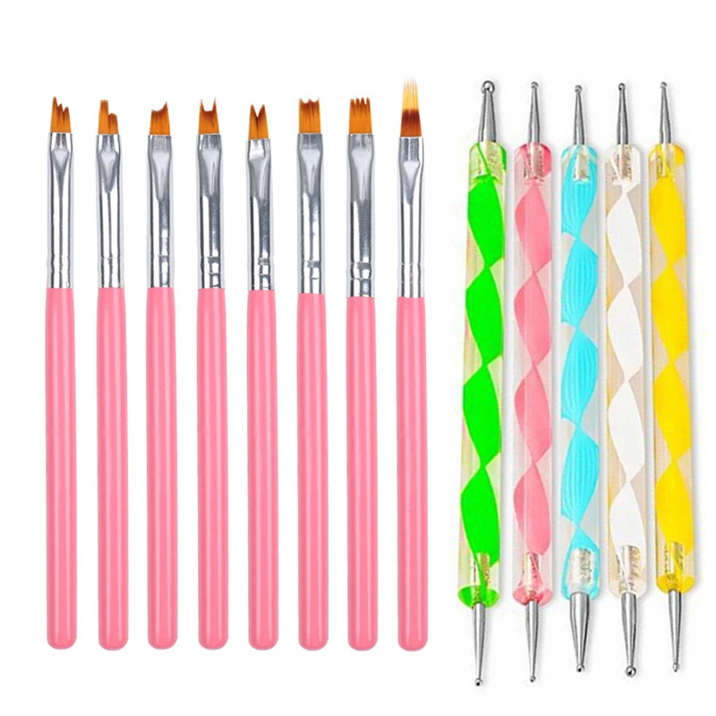 

Nail Art Painting Brush Dual End Nail Art Dotting Pen UV Gel Nail Polish Brushes Carving Pen Crystal Rhinestone Picker Tools