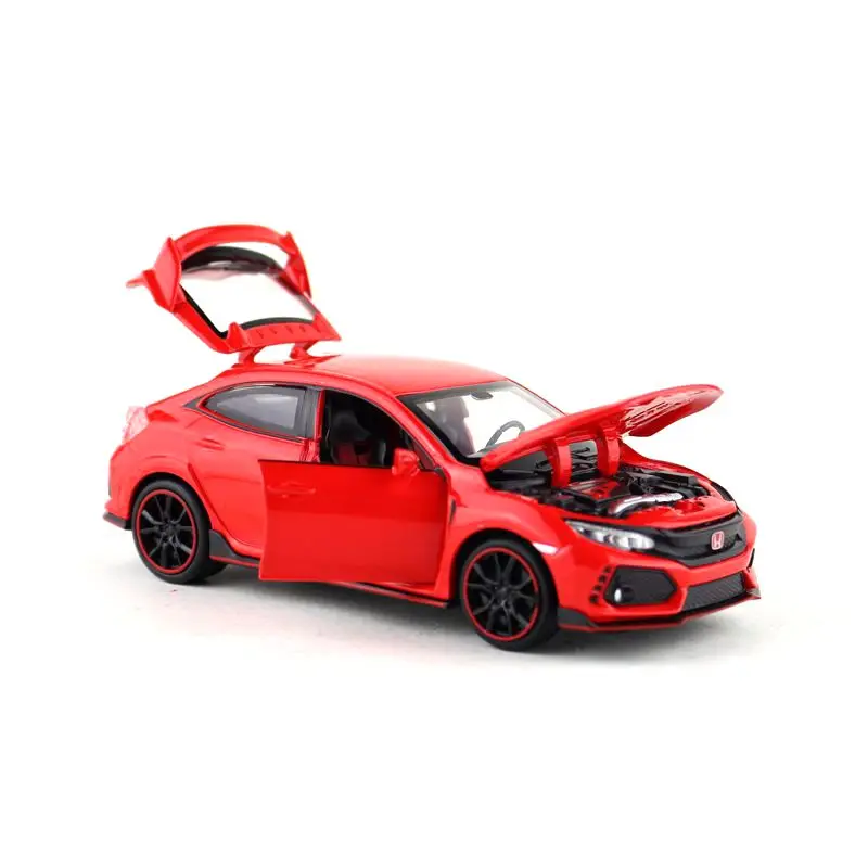 1:32 Масштаб/Литье под давлением металлическая игрушка/Honda Civic Тип R гоночный автомобиль/звук и свет/оттяните назад набор для обучения/фестиваль подарок для ребенка