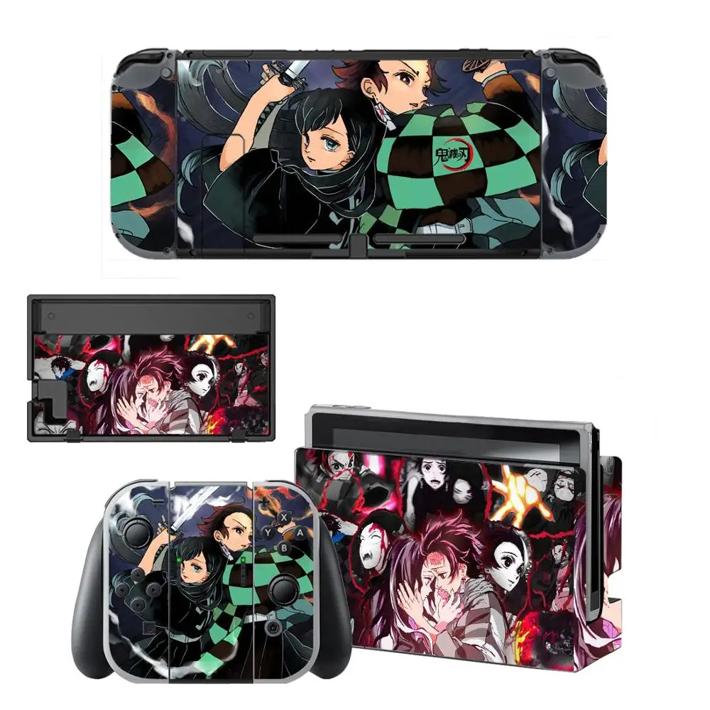 vinyl screen skin anime demon slayer protector stickers for nintendo switch ns console controller stand holder dock skins free global shipping