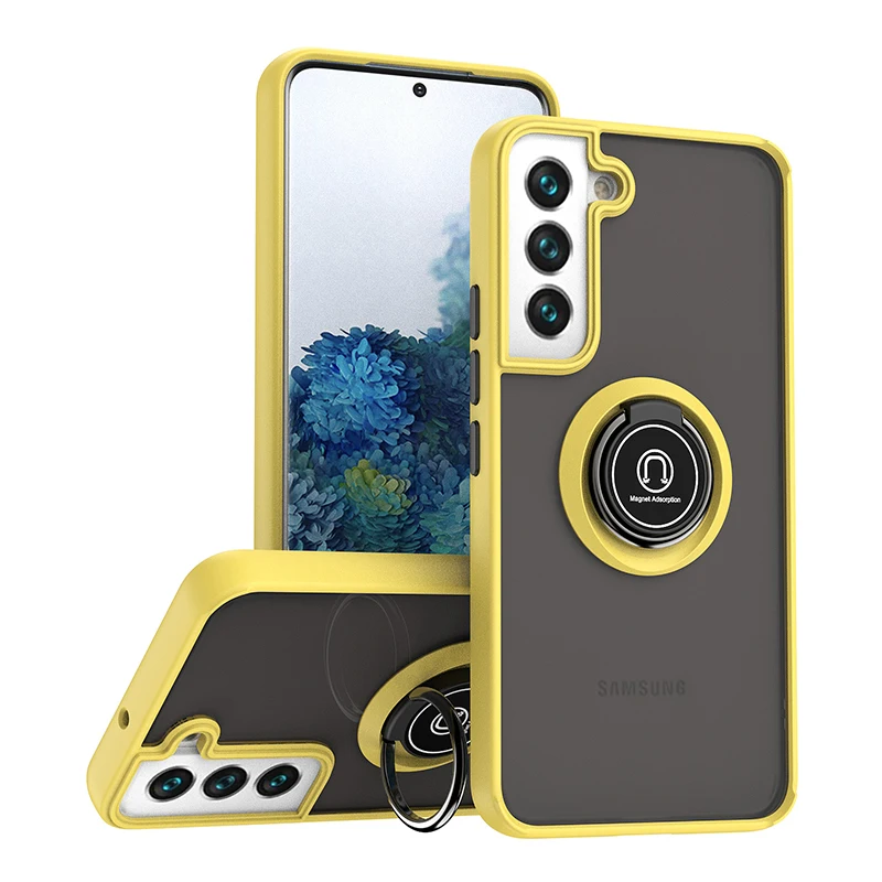 

Multi-function Matte Anti-fall Phone Case For Samsung Galaxy S22 PLUS ULTRA 360° Rotating Ring Bracket Magnetic Shockproof Cover