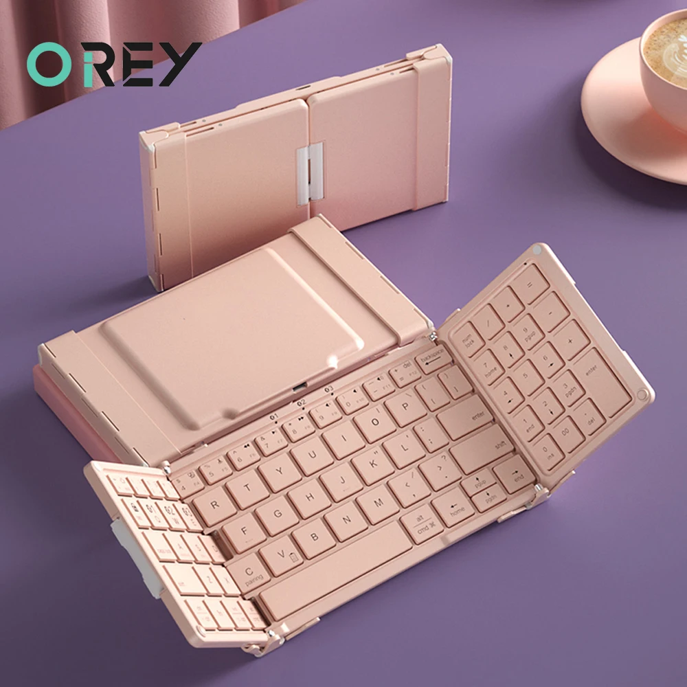 

Складная Bluetooth-клавиатура для Macbook, iPad, планшета, телефона, перезаряжаемая Складная Беспроводная мини-клавиатура, 79 клавиш, клавиатура для ПК...
