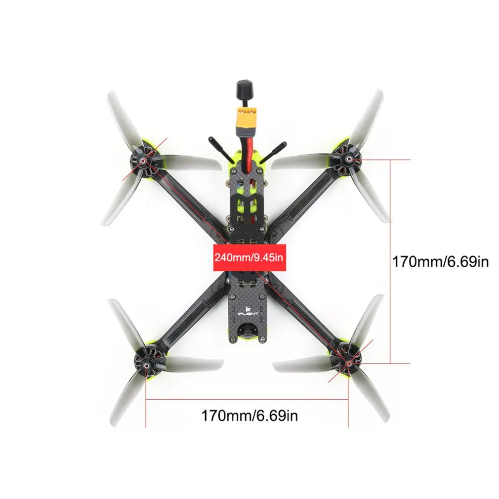 Дрон Iflight Nazgul5 V2 240 мм 5 дюймов 4S 6S FPV BNF с Succex-E F7 45A Stack / XING-E Pro 2207 Motor/Racecam R1 камера 2 1 |