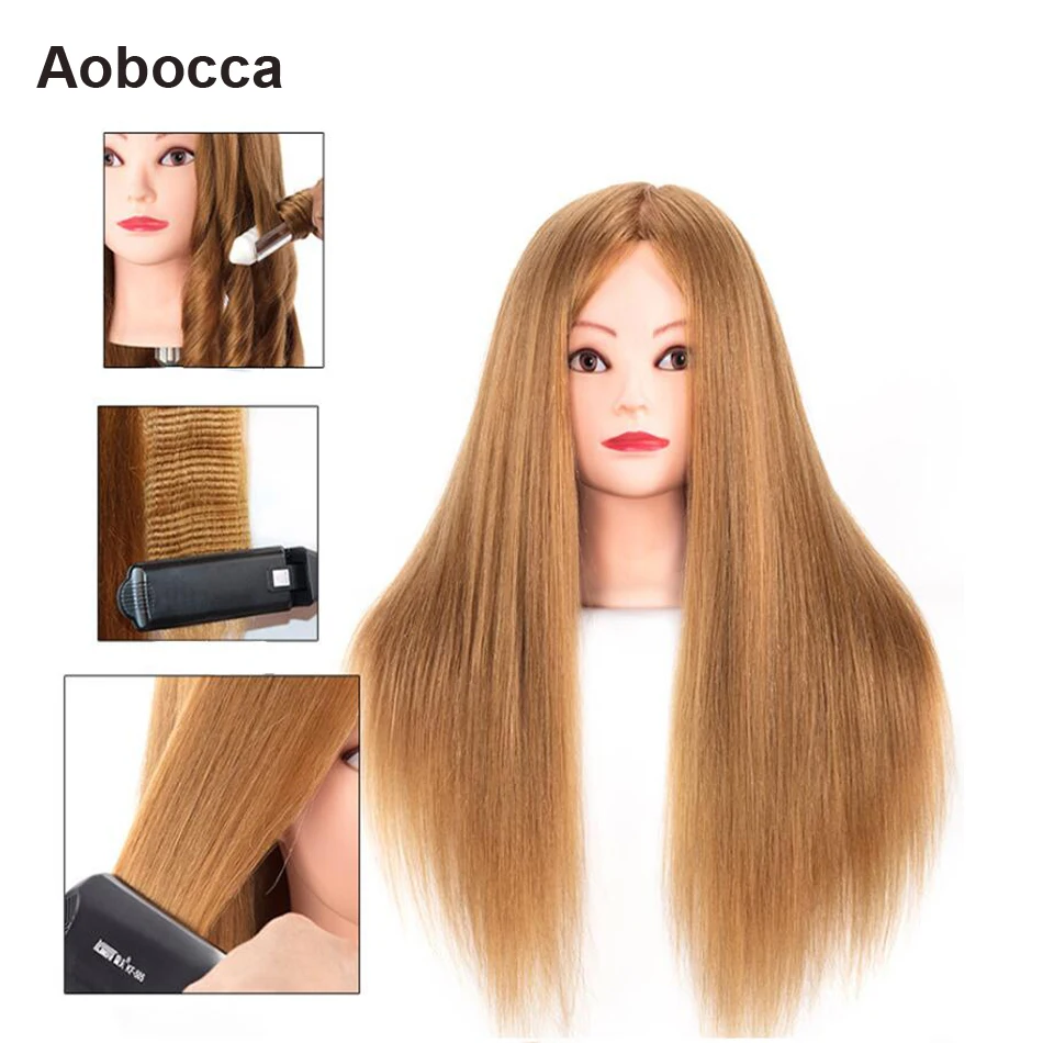 

Mannequin Head 3D Eye With Long 85% Real Hair Styling Training Head Dummy Dolls Tete De Cabeza For Hairdresser Braiding Practice
