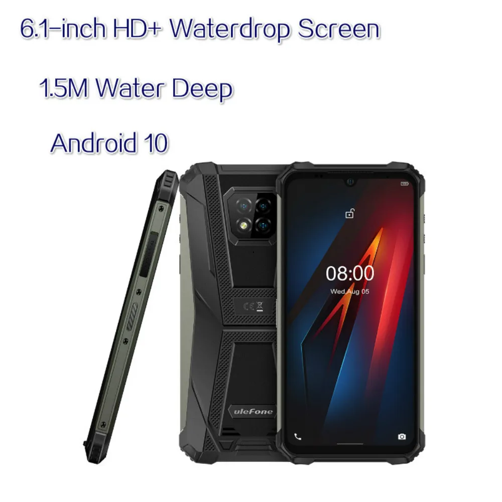 ulefone armor 8 android 10 mobile phone waterproof smartphone 5g wifi octa core 6 1 inches 4gb 64gb 5580mah fast charge phone free global shipping