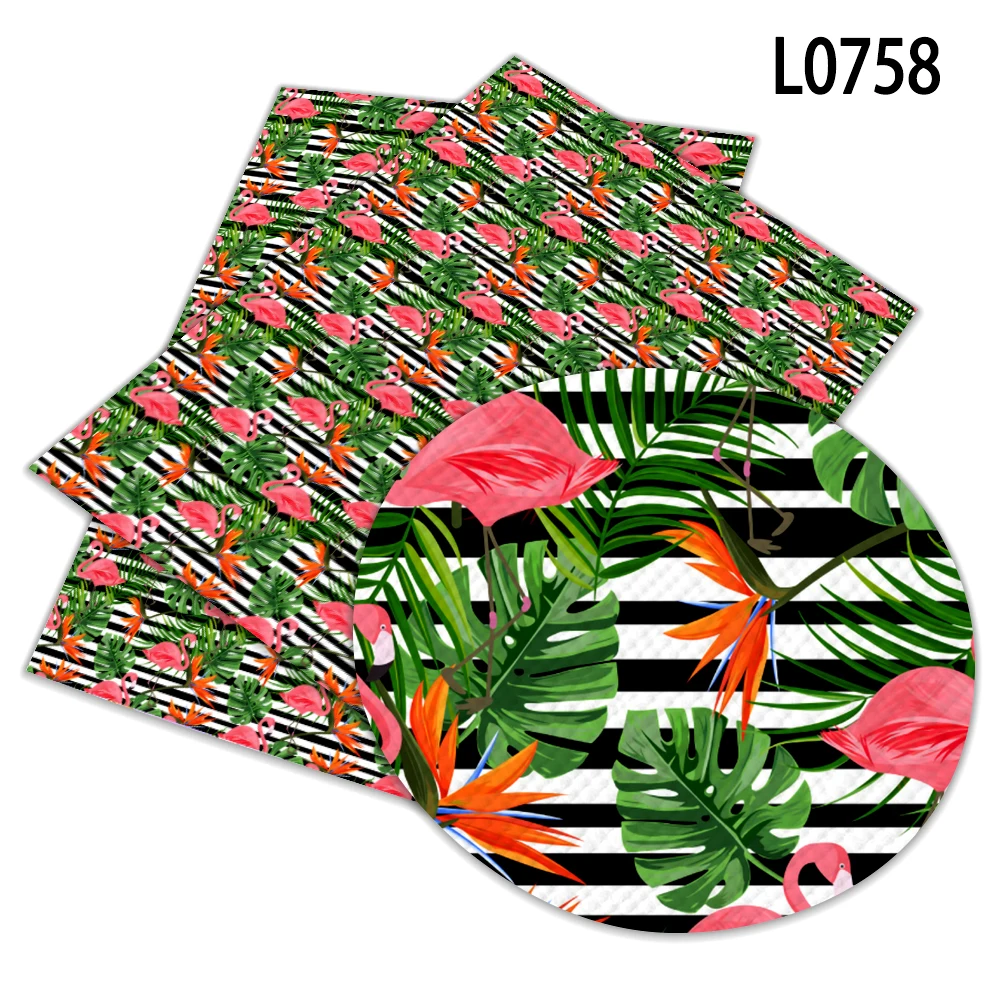 Искусственная кожа с принтом фламинго 30 см x 136 | Дом и сад