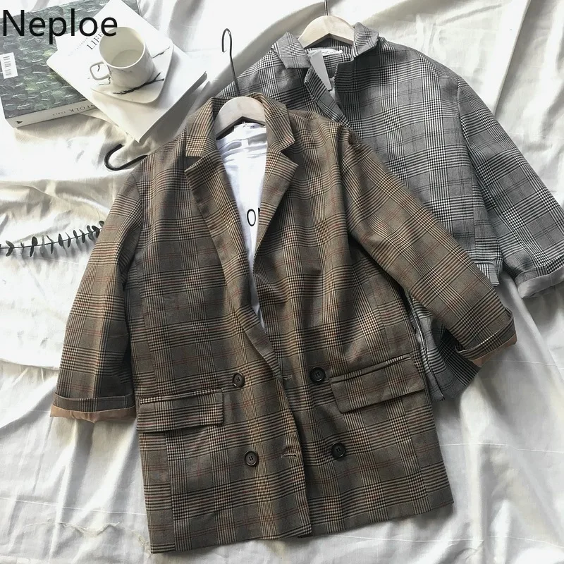 Neploe корейский Ретро клетчатый женский маленький костюм куртка Осень Новый