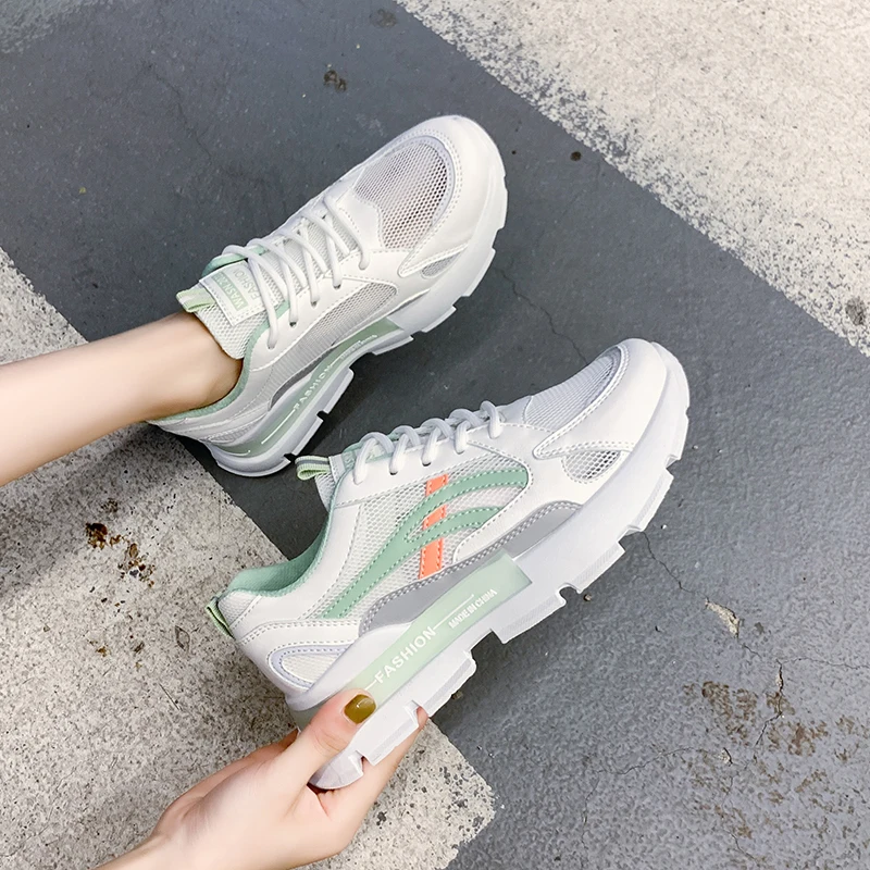 

Stylish Women Casual Shoes Lovers Mesh Dad Platform Chunky Sneakers Harajuku Flat Thick Sole Tenis Wedge Summer Basket Walking