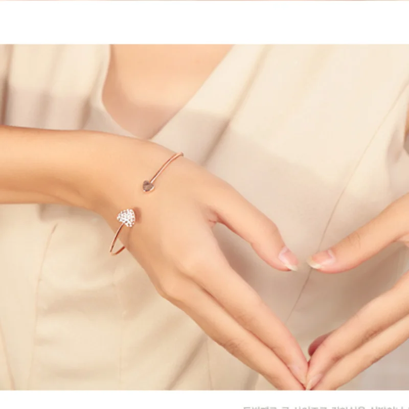 Модный браслет FIMAODZ с открытым сердцем 2020 кристалл Персиковое сердце женское