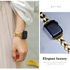 Ремешок из нержавеющей стали для Apple Watch band 45 мм 44 мм 42 мм 41 мм 38 мм 40 мм, металлический Ромбический браслет correa iWatch series 7 6 se 5 4