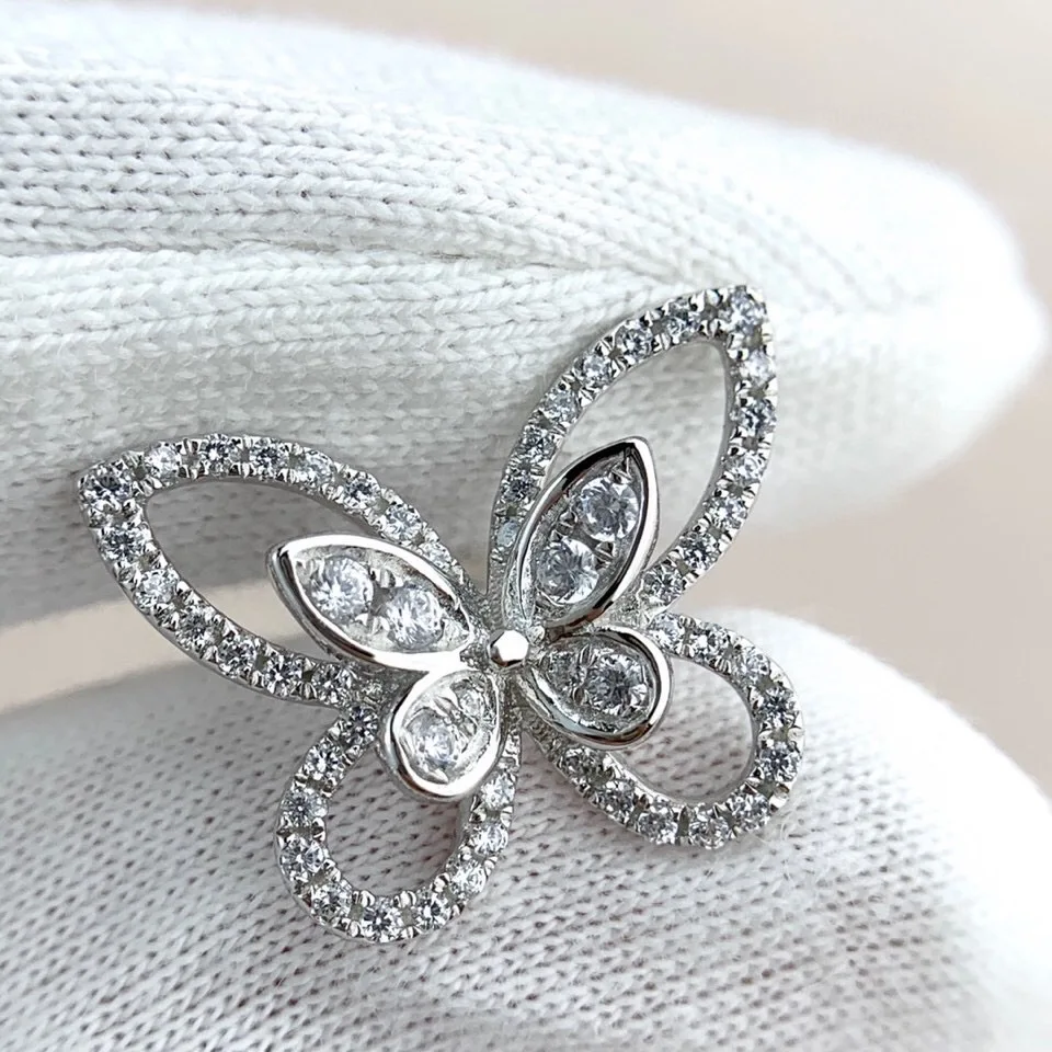 

925 sterling silver butterfly stud famous brand Party Women Jewelry full zirconia top quality letter GR Earrings