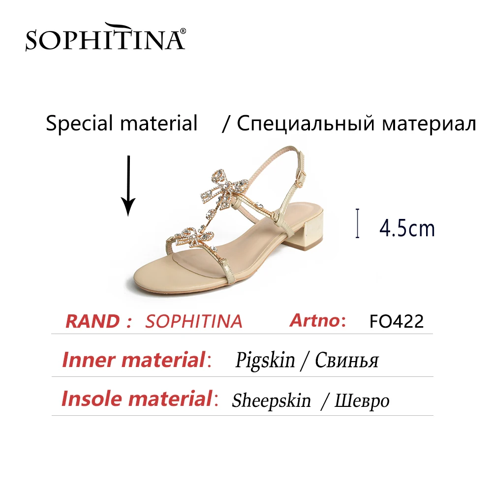 

SOPHITINA Flat Sweet Stylish Butterfly-knot Women Shoes Crystal Summer Beautiful Dressing Round Toe Modern Sandals 2021 FO422