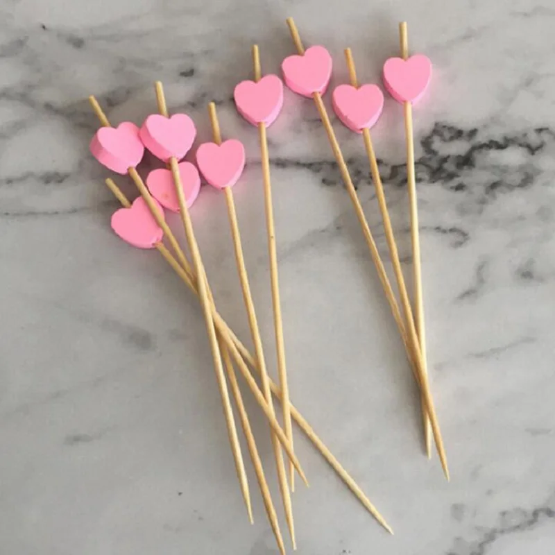 Bamboo pick Cupcake фруктовая вилка 12 см сердце Звездный шар цветок для украшения