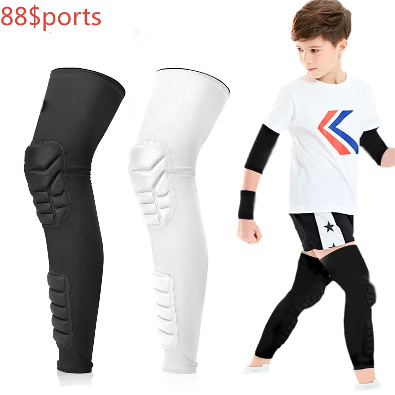 

New Childrens Kids Teens Honeycomb Long Sport Kneepads Basketball Leg Sleeve Crashproof Gym Leg Warmers Knee Pads Goods