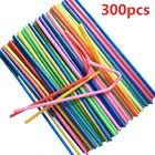 300 шт., одноразовые Разноцветные полосатые соломинки, длина 8 дюймов