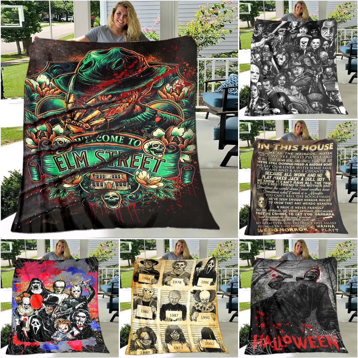 

Halloween Horror Movies Character Huanted House Blanket Blankets for Beds Super Soft Warm Blanket Cover Flannel Throw Blanket