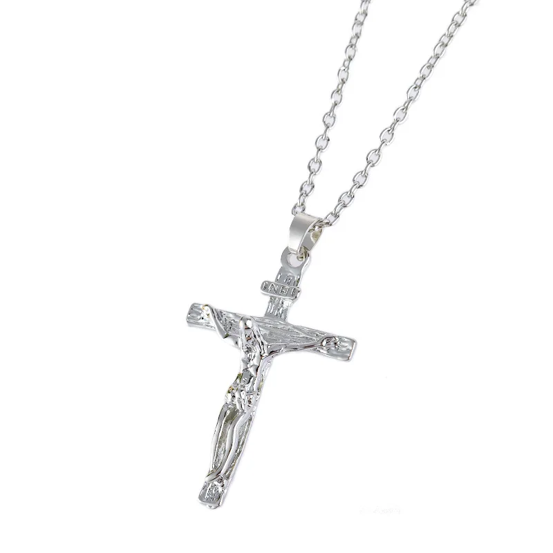 Silver wt Thin Chain Новинка, модное ожерелье из нержавеющей стали с распятием Иисуса, Мужская Золотая и серебряная религиозная цепочка с крестом, подвеска украшения подарки для мужчин - Окраска металла: Silver wt Thin Chain